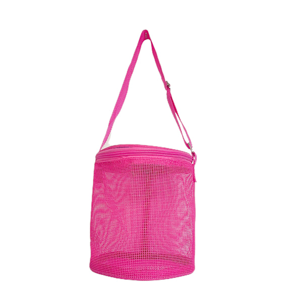 Barnas Seashell Mesh Bag Tote Cylinder Shell Samleposer Strandleketøypose med Glidelåser Justerbare Bæreseler Skatt Sandkasser Nettpose