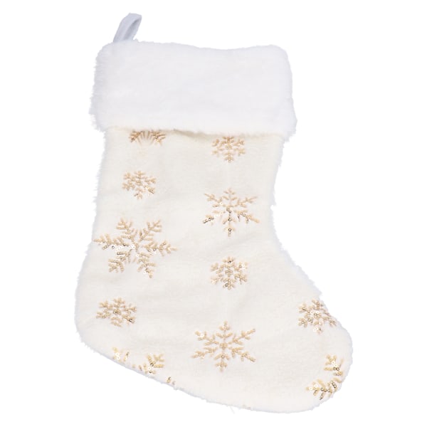 Polyester julstrumpa hängsmycke med broderi snöflinga mönster julgran dekoration prydnad guld