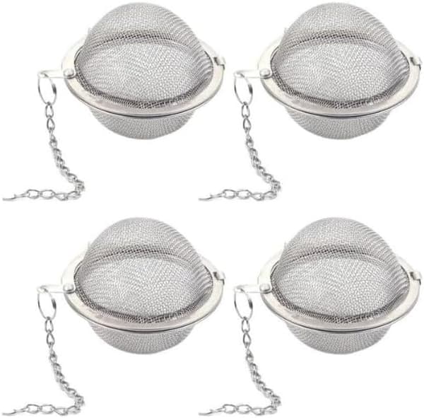4-delt teboldssæt, tebold i rustfrit stål, tebold, tebold med kæde, tebold, tesil med kædekrog, tesil med kæde, teinfuser