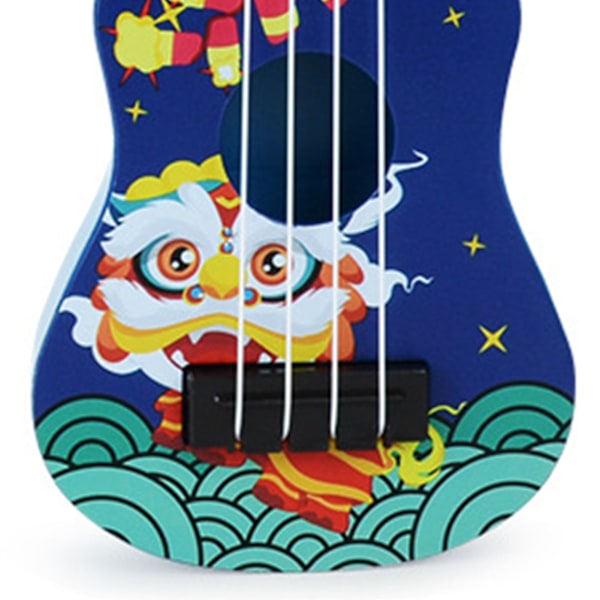 Barn Ukulele modell Cartoon Lion 4 Strings Nybörjare Ukulele Mini Musikinstrument Leksak för tidig utbildning Blå