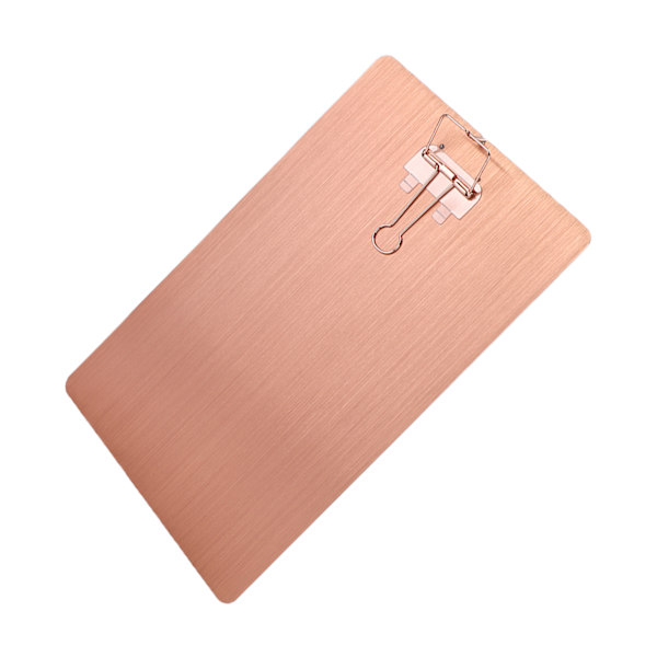 Klippbrett Hengende Rustfritt Slitesterkt Rippesikkert Jern Metall Tegnebrett Mappe for Skriving Maling Rose Gold