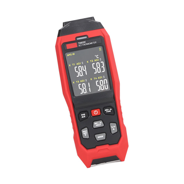 K-Type Termoelements Termometer 4-kanals præcis måling Digital kontakttermometer Rød