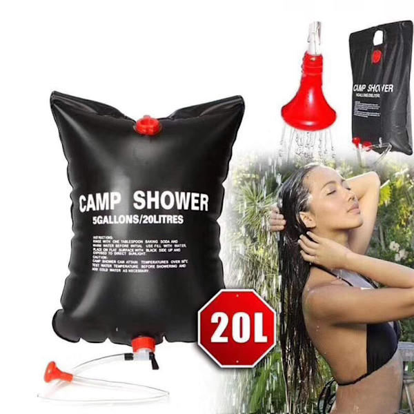 5Gallons/20L Solar Camp Duschväska Soluppvärmd utomhusdusch Camping Vatten Badväska