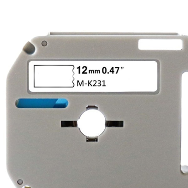 2 kpl Label Maker -teippa 12 mm Musta Valkoisella Vahva Liimaus Anti-pudotus M K231 Termiset Etikettiteipit Vaihto