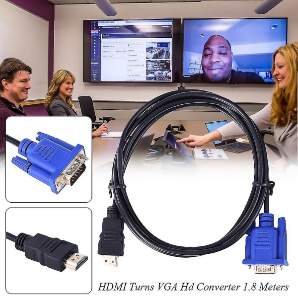 Hdmi til Vga-kabel Hdmi til Vga 1,8 m HD Hdtv til vert for videotilkoblingskabel
