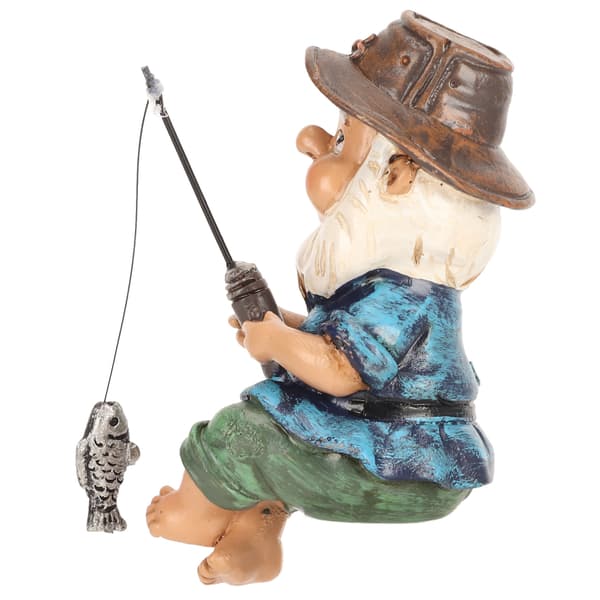 Fiskende Gnome Sitter Sjov UV-resistent Harpiks Dekorativ Udendørs Have Gnome til Gården