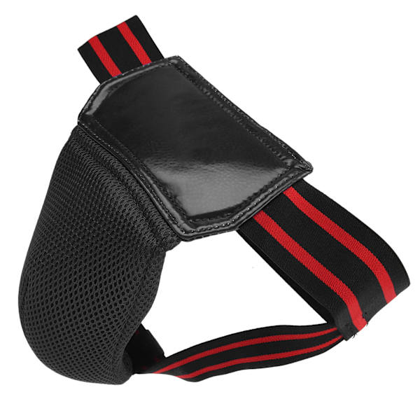 Boksning Lyskeskål Protector PU Læder Åndbar Jockstrap til Kickboxing Muay Thai Sort