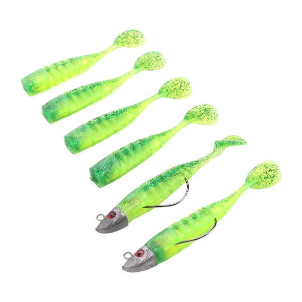 2 Set Silikon Fiskebete Mjukt Fiskebete för Saltvatten Sötvattensolja Grön
