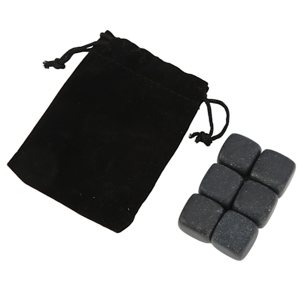 Basalt Whisky Stones Set med förvaringspåse för Whisky Cognac Vin Dryck Återanvändbar kylning Whisky Rocks för present 6st Set