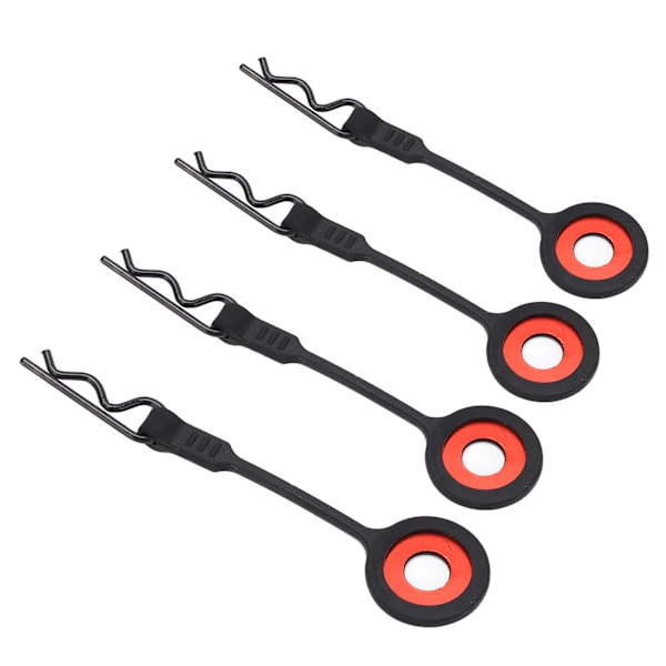 4st RC karossklämmor Pins RC bilskal kaross fasta klämmor Hållare Silikon Metall Universal för 1/10 modell bilsvart