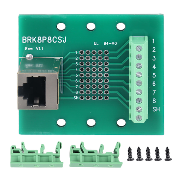 RJ45 Ethernet-kontakt Breakout Board 8P8C Nettverkspورت Skrueterminal med feste for datamaskiner, rutere og switcher