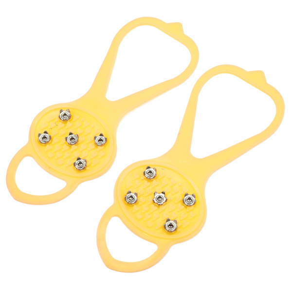 1 par/sæt Anti-slip 5-tands Stegjern Stærkt greb Holdbart 5-tands Vinterklatresko CoverYellow S (24-34)