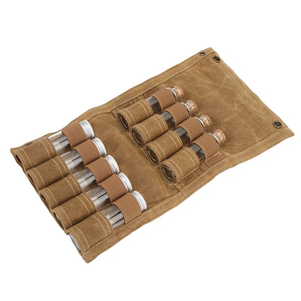 Krydderflaskepose Foldbar bærbar krydderpose med 9 flasker til campinggrill picnic Khaki
