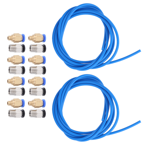 3D-printertilbehør 2 stk Blå PTFE-rør 8 stk M10 8 stk M6 pneumatisk kontakt