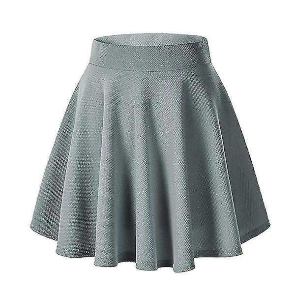 Mångsidig stretchig basic flared minikjol för kvinnor - Grå - Storlek 2XL