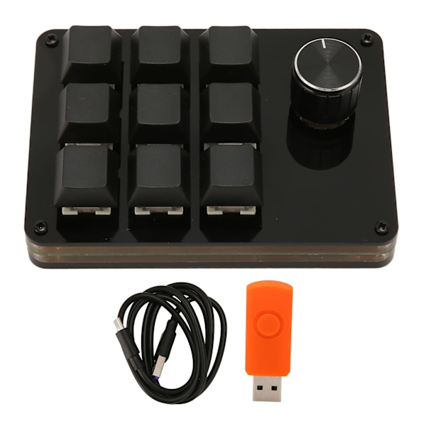 Mini knappsats med 9 tangenter med knopp Makro Mekaniskt tangentbord Hot Swappable blå switch tangentbord Tangentlinjeseparation