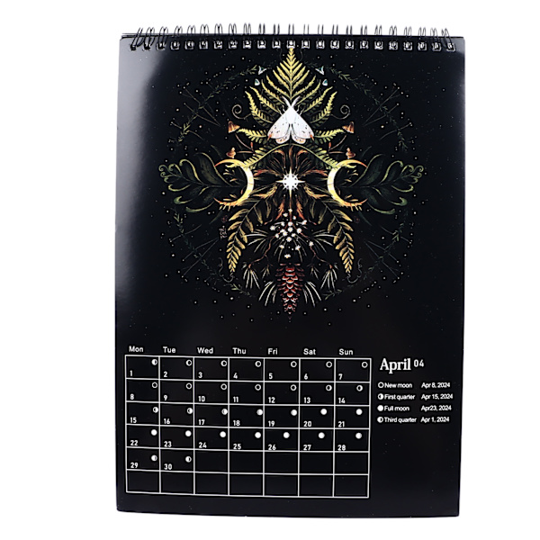 2024 Lunar Calendar Dark Forest Coated Paper Rich Elements Vibrerande färger Månkalender med snodd för Family Office