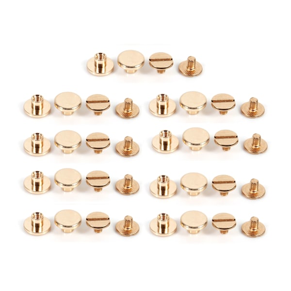 10 set 5/6,5/8 mm massiv mässingsknapp med skruvspik för nitbälte i läder DIY Guld
