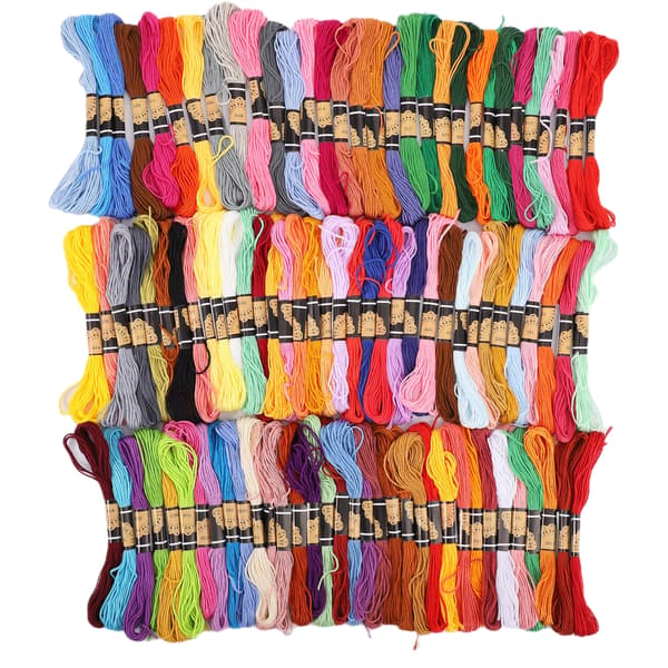 100 stk broderitråd korssting tanntråd flerfarget polyester bomull herstan 8 meter
