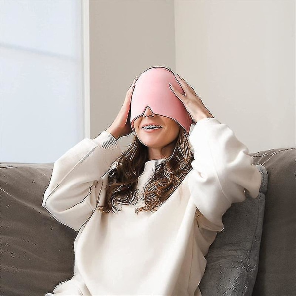 Hodepine/migrene Relief Hat Multipurpose Strechable Cold Compress hette Pink