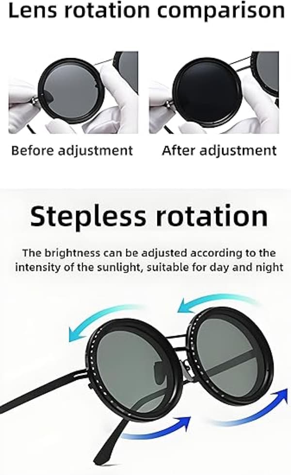 (A) Adjustable Tinted Polarized Round Sunglasses with ND9 Stepless Adjustable Sunglasses for Men, 1-9 Gear Beach Sunglasses[NX]
