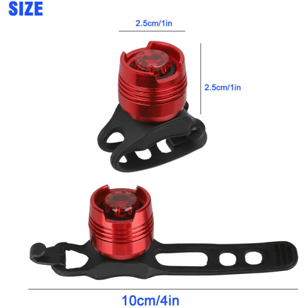 4 st Cykelbakljus Ultraljusstarka LED-cykelvarningsljus Vattentät aluminiumkropp baklykta för säkerhetscykling, modell: röd