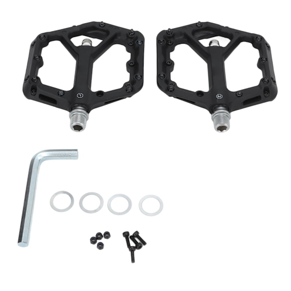 2 stk. Cykelpedaler Nylon Komposit Skridsikker Udvidelse Sort Vandafvisende Forseglede Kuglelejer Cykelpedaler Udskiftning