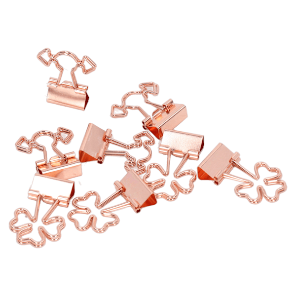 30st små pärmklämmor Rose Gold Clover Candy Style Stark klämmande metallpappersklämmor för hemskolakontor