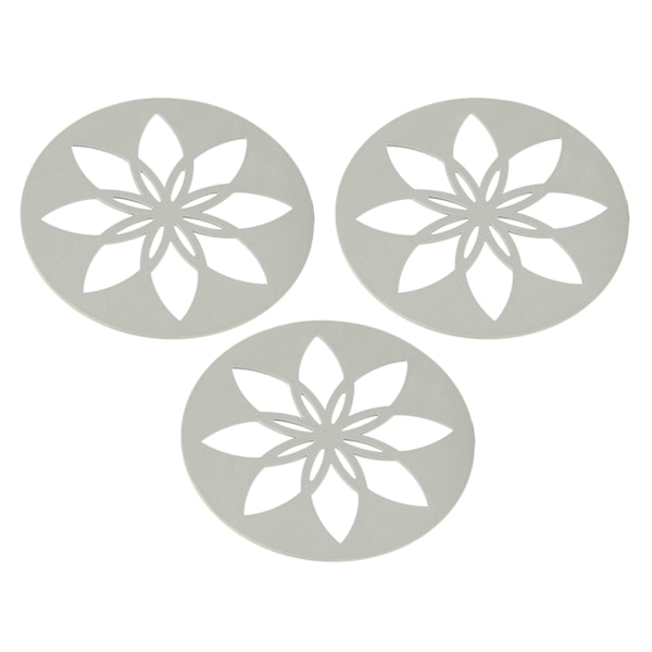 3 stk Metallbrikker Grå Blomsterform Sterk Varmeisolasjon Jern Drikkebrikker for Hjemmebarer Kontorer