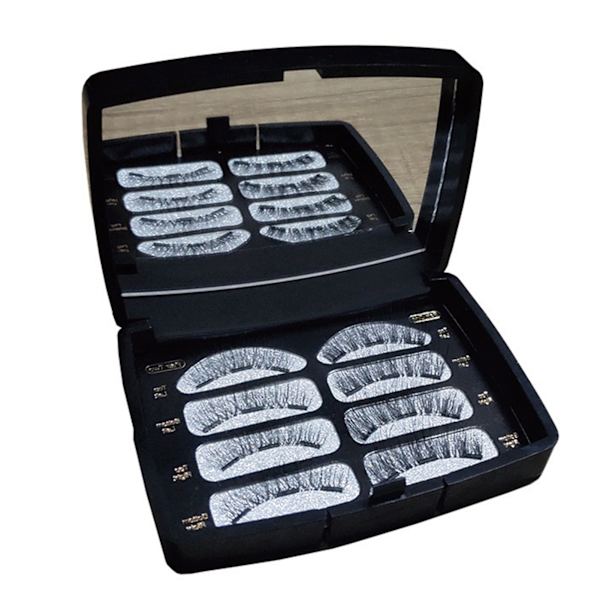 4 par naturliga ögonfransar Magnetic Design Curl 3D Portabla lösögonfransar med Clip Brush Black