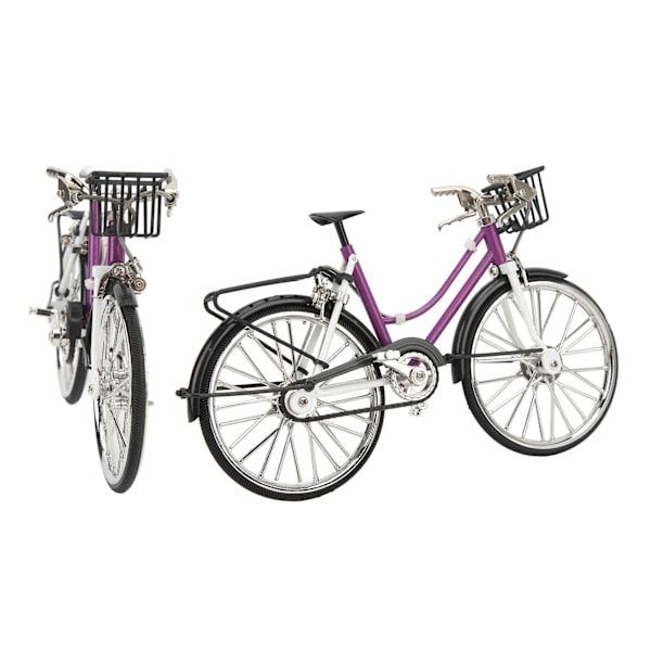 Lila Mini Cykel Ornament Legering Material Antik Stil Cykel Modell Leksak För Samling Hemmakontor Inredning Pojkar Flickor Present