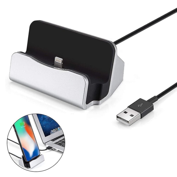 För Iphone Magnetic Desktop Charging, Portable Desktop Charger Dock Silver