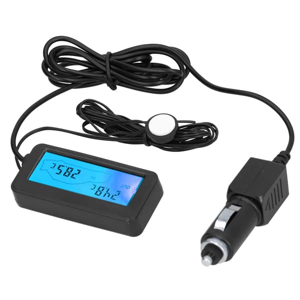 【NX】Mini Termometer Elektronisk Temperaturmåler med LCD-display DC12V til Bil Indendørs Udendørs Blå