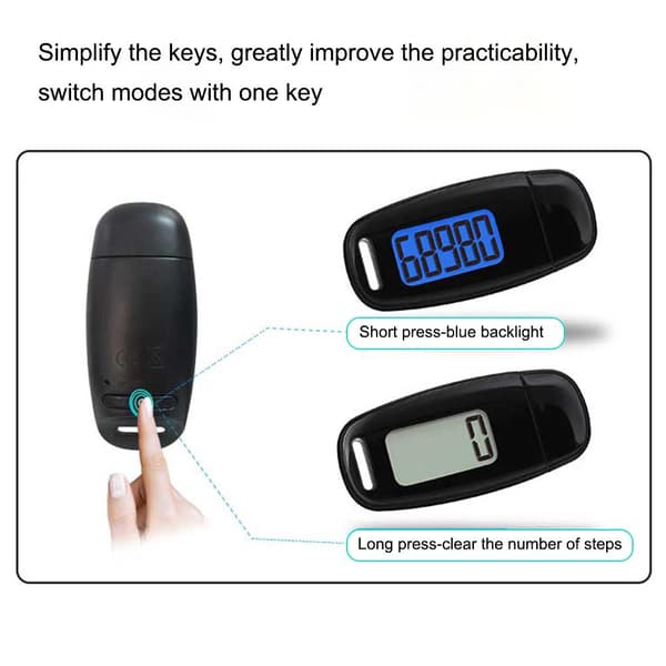 USB-lading Steppteller Gå 3D Pedometer med Stor LCD-skjerm Klips og Lanyard