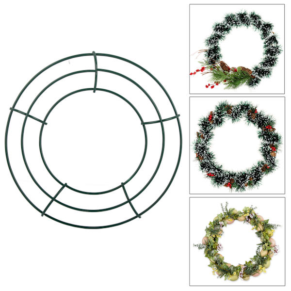 Järnkransring Gör-det-själv rund krans Dekorativ ram Grön metalltrådkrans Blomsterarrangemang