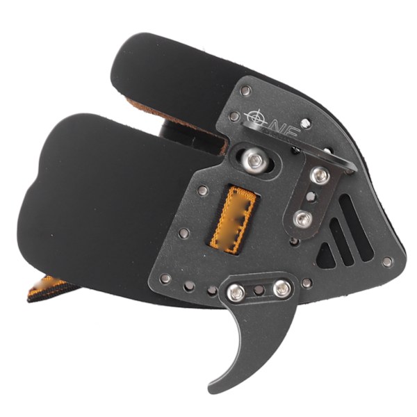 Bueskytte Finger Tab Sort Grå Fingerbeskytter Ergonomisk Design Læder Aluminiumlegering Bueskytteværktøj til Jagt S