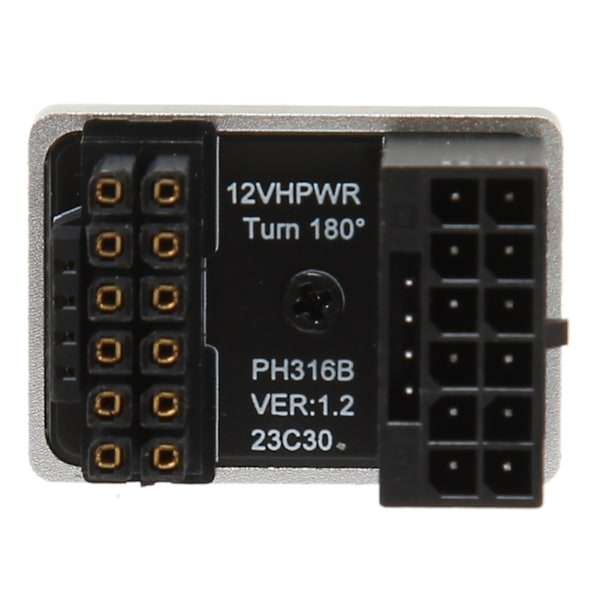 ATX 16-pin hann til 16-pin hunn 180 graders vinklet adapter 12V PCIe5.0 HPWR GPU U Turn Angle Connector for stasjonær PC Sølv