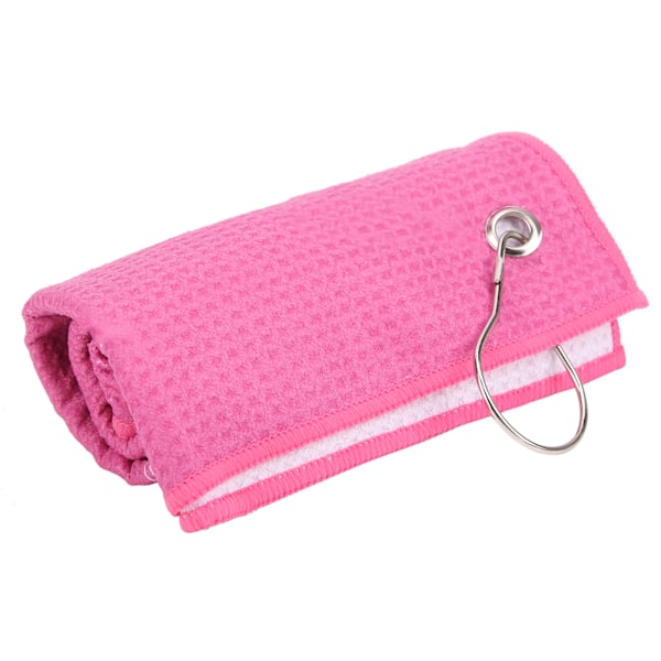 Våffelmikrofiber golfhanddukar Rengör klubbor Bollar Händer Rengöringshandduk med karbinhake Rosa