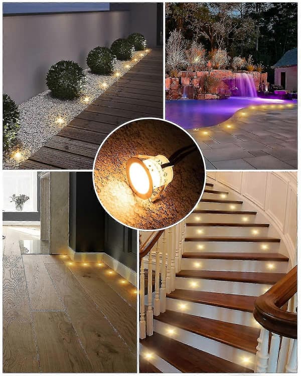 Infälld LED-däckbelysningskit (16-pack) 12V lågspänningslandskapsbelysning varmvit däckbelysning