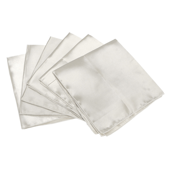 24 stk. Firkantede Satin Servietter 17x17 tommer Bløde Skinnende Delikate Bordservietter til Bryllupper Fester Ceremonier Hvid