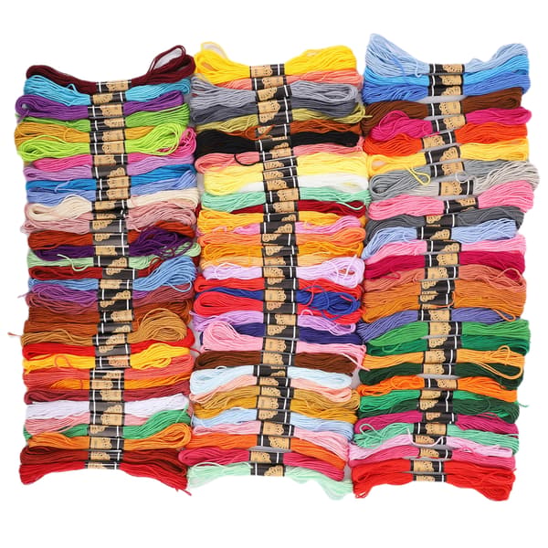 100 stk broderitråd korssting tanntråd flerfarget polyester bomull herstan 8 meter