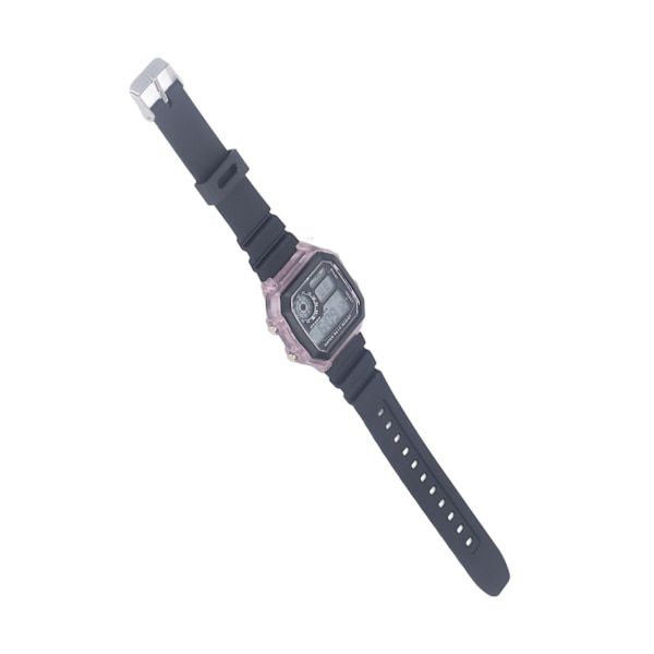 Elektronisk sportsur 12/24 timer vandtæt digitalt armbåndsur med lysende alarmfunktion Transparent Lilla