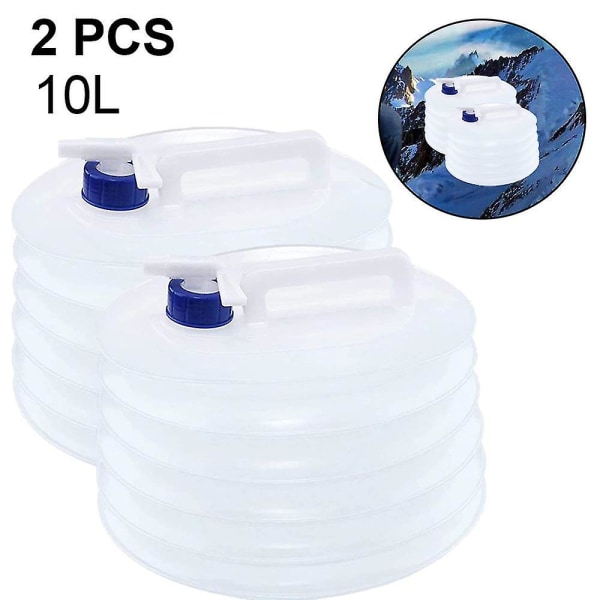 2 st hopfällbar vattenbehållare, premium bärbar vattenförvaring 10L