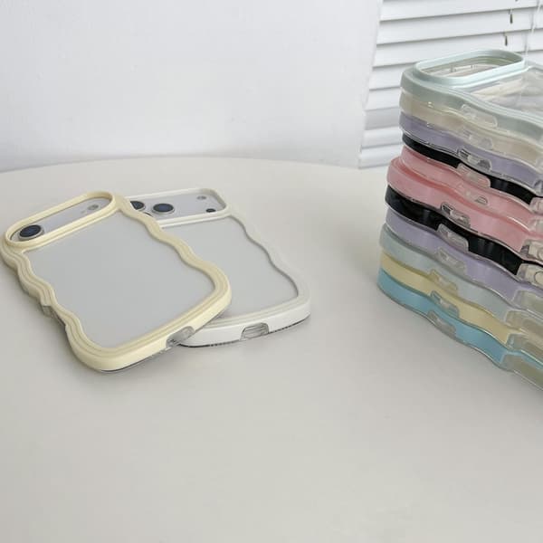 Deksel til iPhone 17 Pro Max, Curly Wave Frame Clear Case, Transparent Mykt TPU Støtsikkert Telefondeksel til iPhone 17 Pro Max[NX]