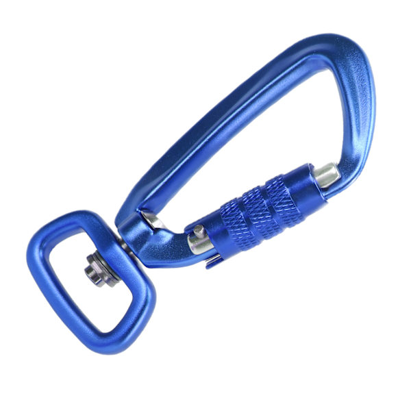 Karbinhake Clip Auto Locking Square Bottom 360 Rotationskrok Tillbehör för Hundkoppel Hängmattor Ryggsäckar Blå