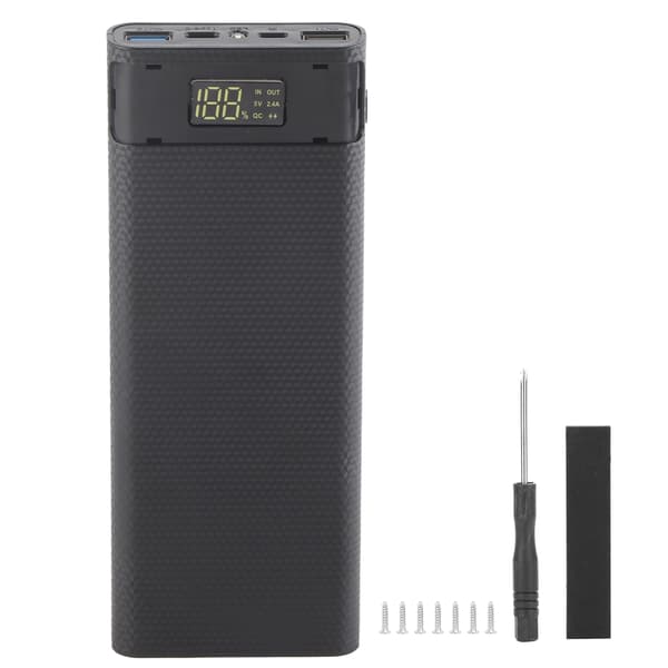Hurtig Opladning Version 8x18650 Power Bank Case USB DIY Kit Shell Batteriholder Opladningsboks Sort