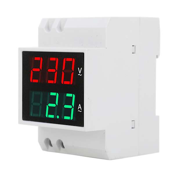 AC DIN Rail Meter Enfas Dubbel LED Display Voltmeter Amperemeter Spänning Strömmätare AC80‑300V 0,1‑99,9A