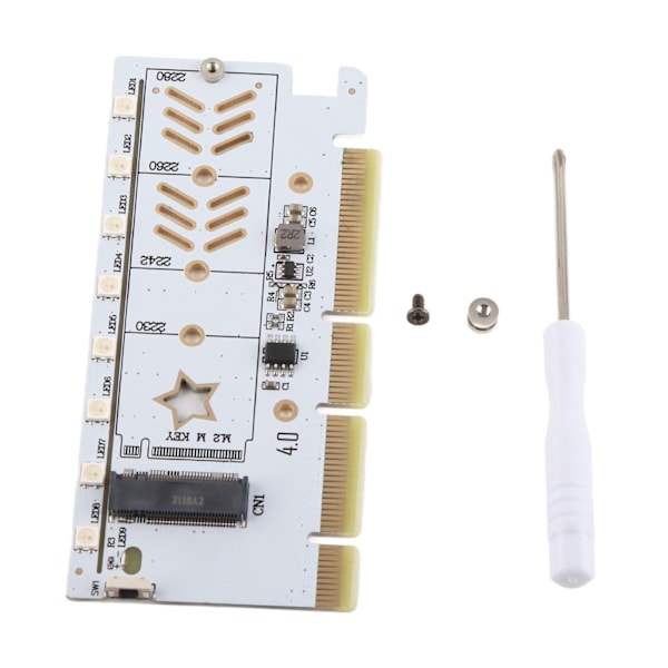 M.2 NVMe SSD til PCIe Adapter 64Gbps PCIe 4.0 18 RGB-modus Plug and Play M.2 PCIe Adapterkort for 2230 2242 2260 2280 Med RGB og Dobbel Strømmodul