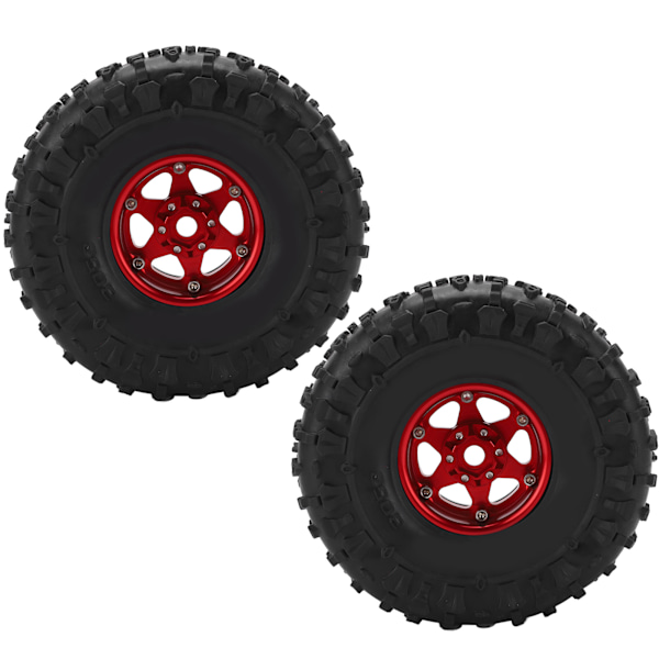 2 stk. 1,9 tommer hjulfælgssæt Metalfælge gummidækssæt til Axial SCX10 1/10 RC Crawler CarRød og Sort