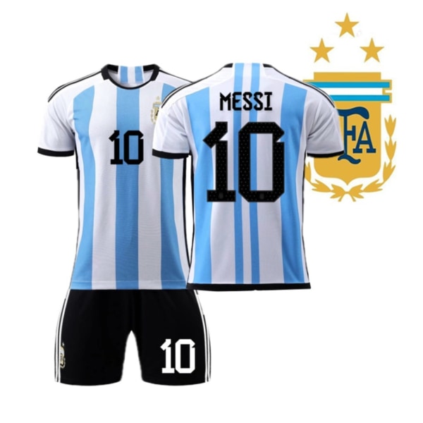 22-23 Champions Argentina Hjemme nr. 10 Messi nr. 11 Di Maria skjorte World Cup Soccer Uniform Topp + Bukser 24 NO.10